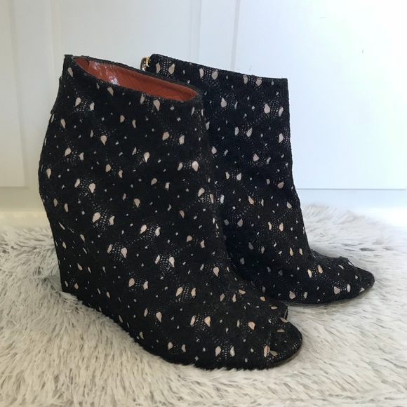 MISSONI LACE WEDGE PEEPTOE BOOTIES 6 - Picture 7 of 11